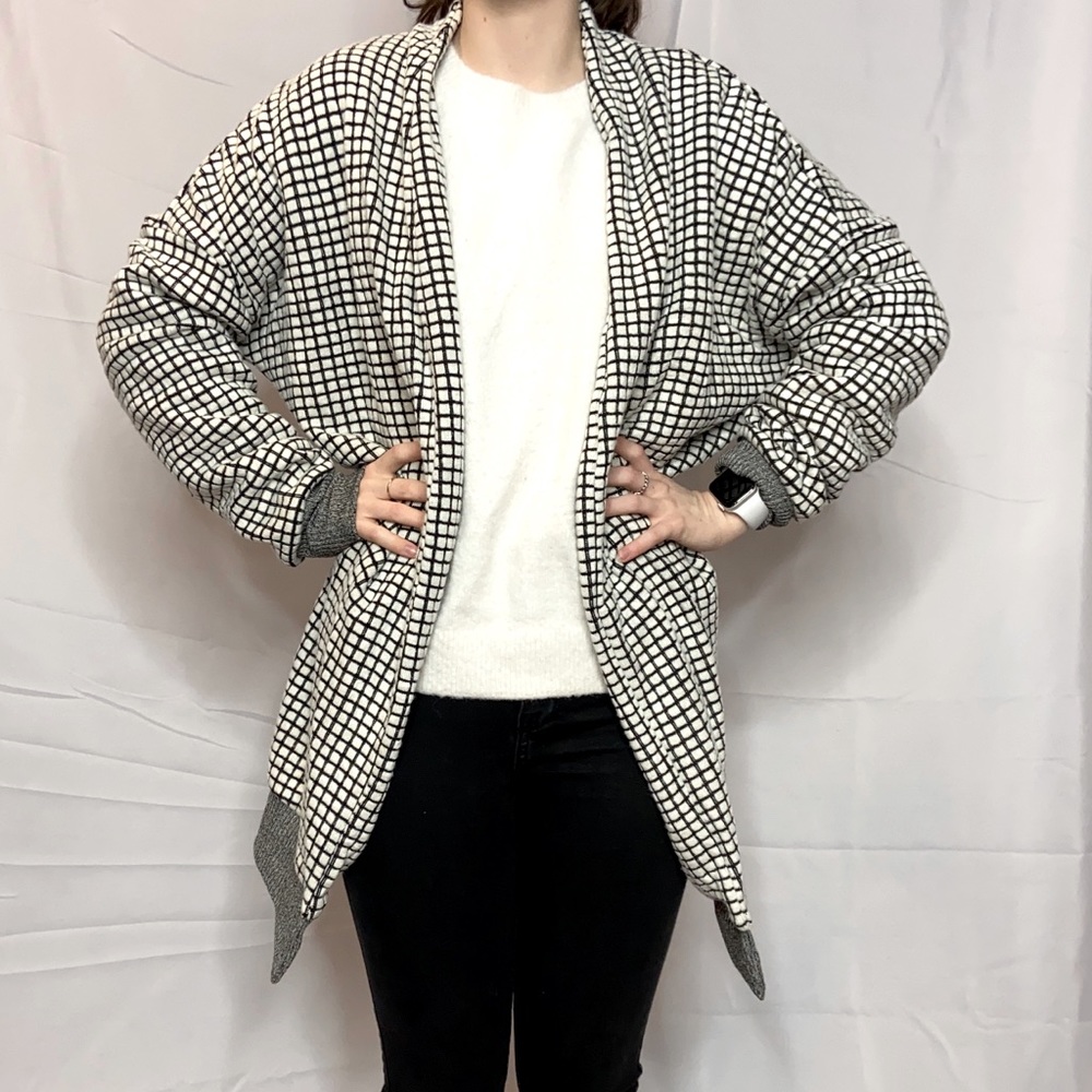 Jacket: Open Pea Coat Cardigan Coverup Patterned
